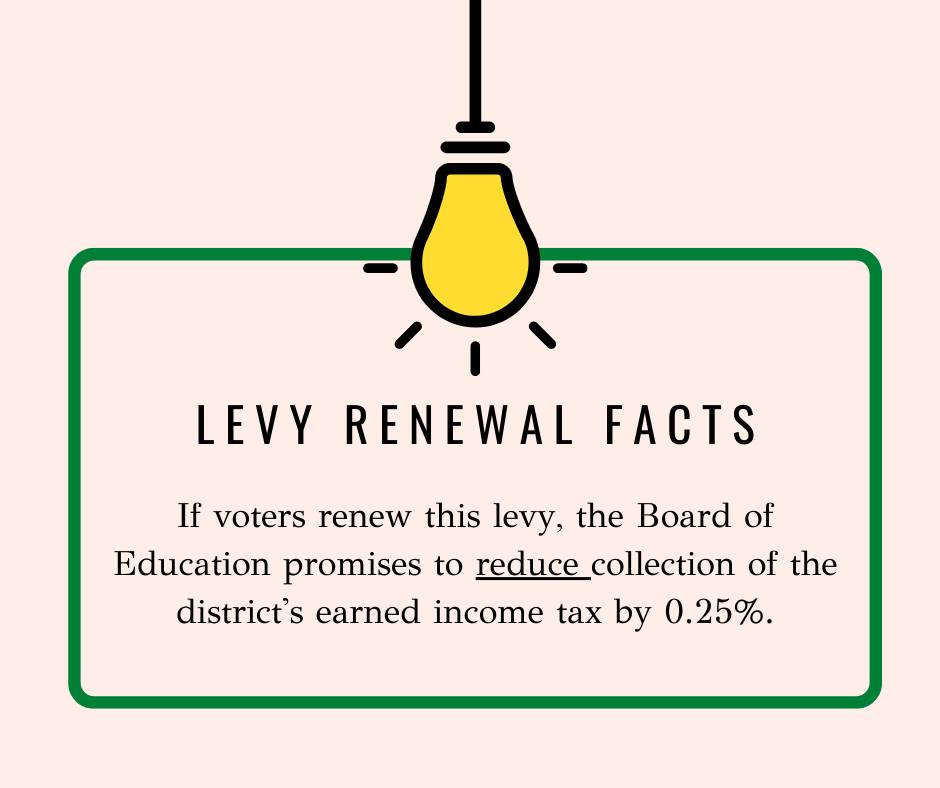 If voters renew this levy, the Board of Education promises to reduce collection of the district's ea