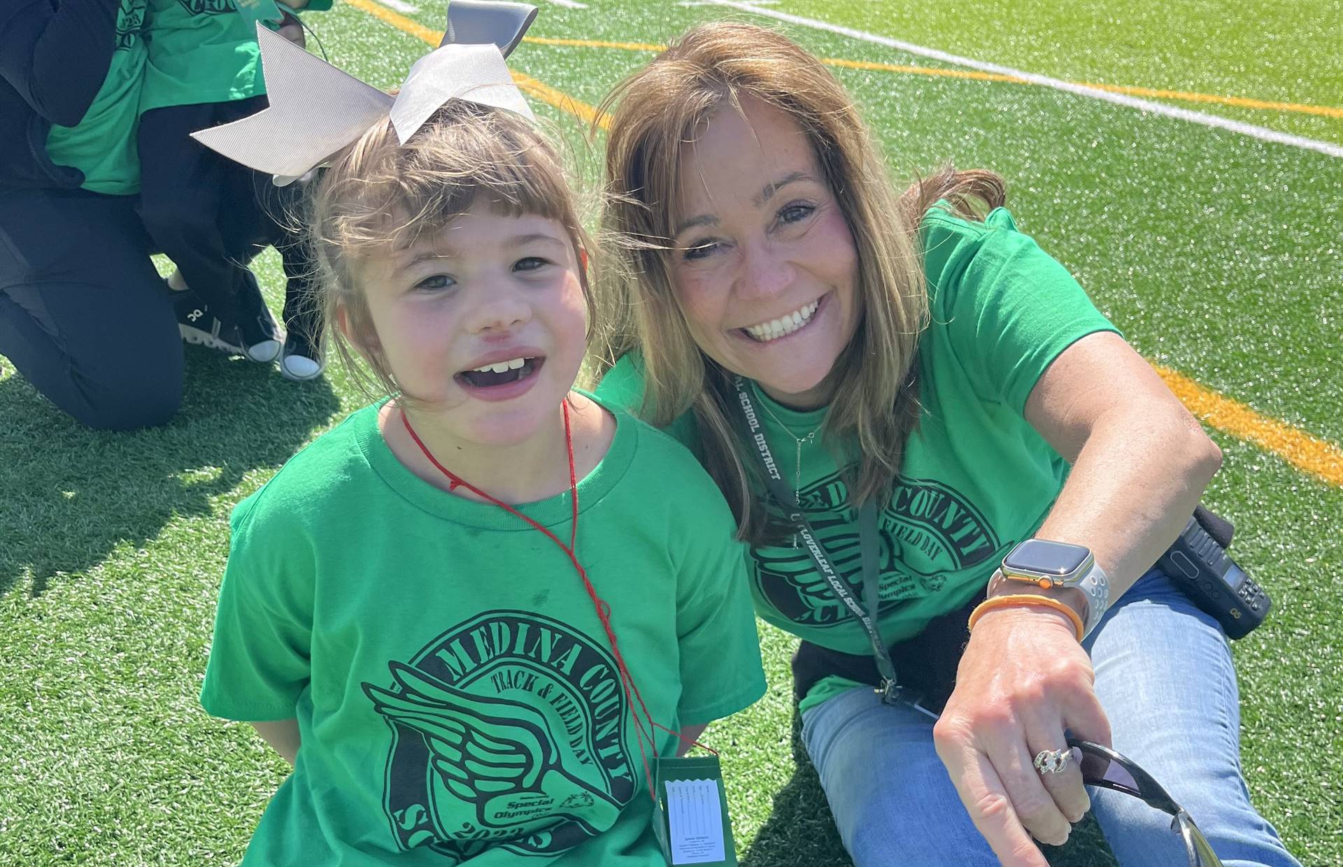 Students and staff at Special Olympics Track and Field Day