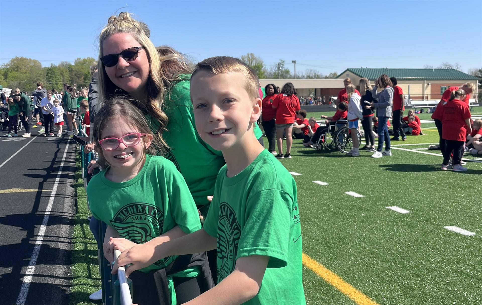 Students and staff at Special Olympics Track and Field Day