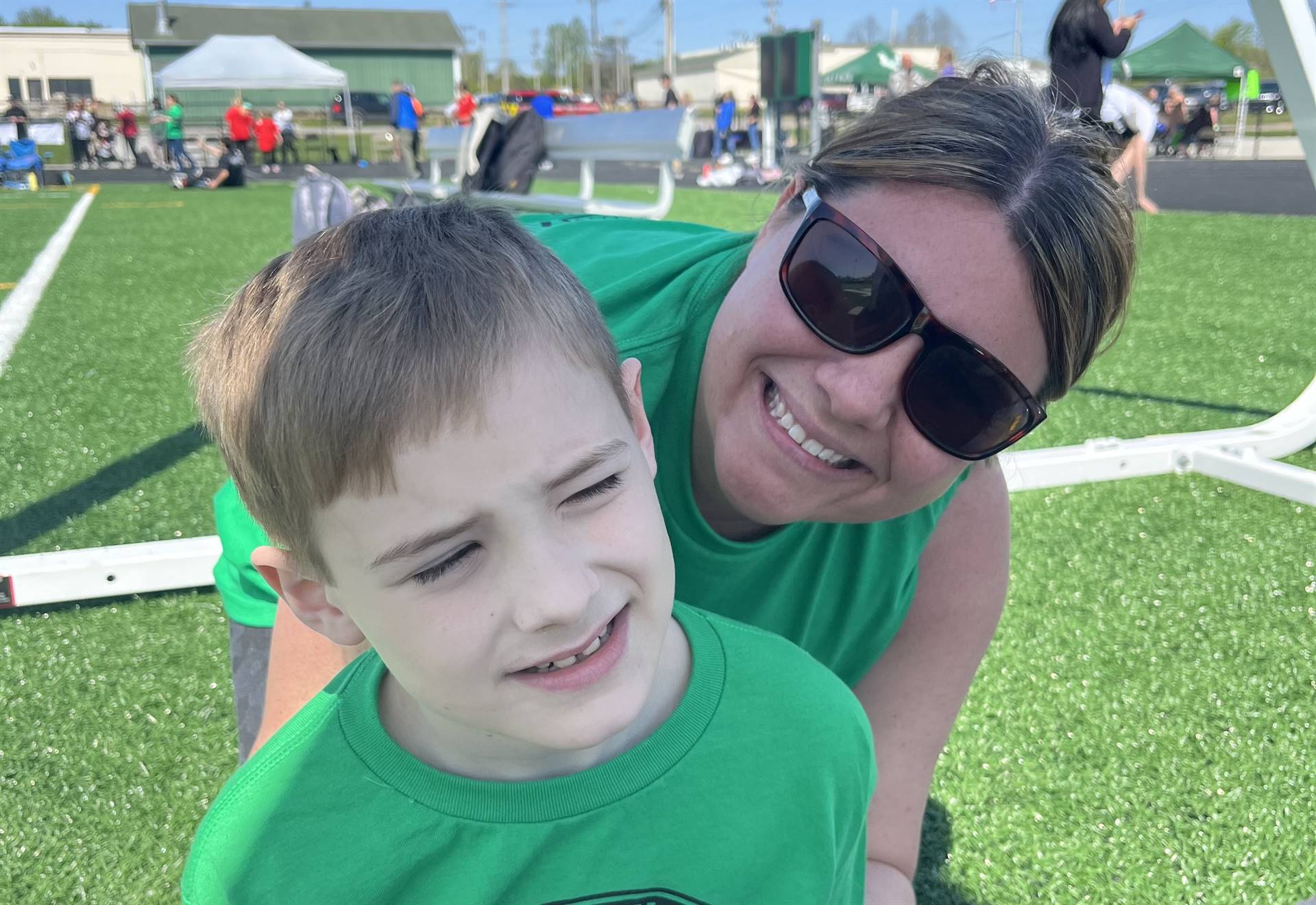 Students and staff at Special Olympics Track and Field Day