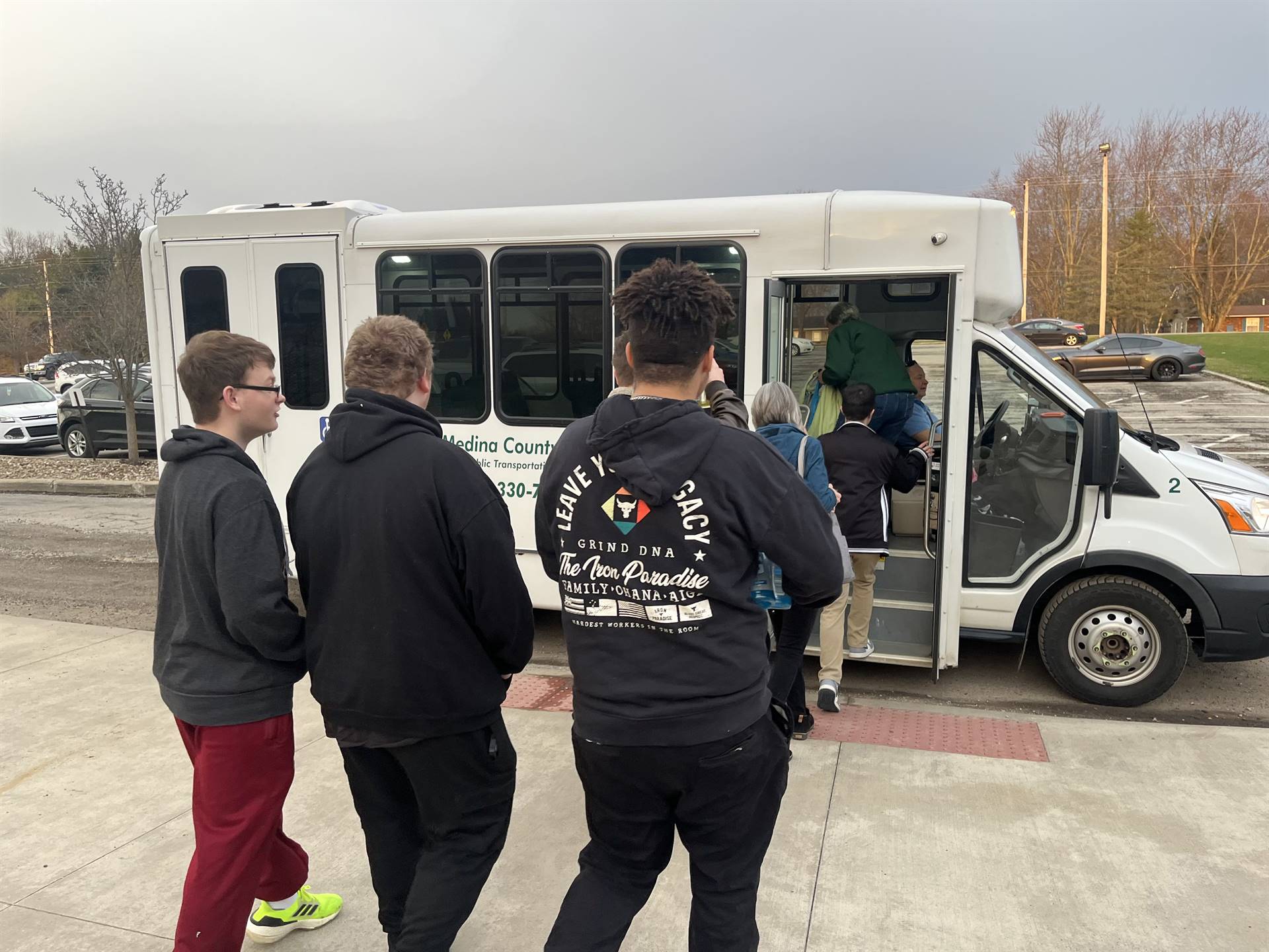 Students boarding van